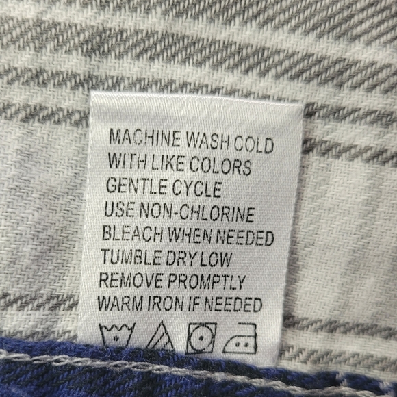 Mountain Ridge Long Sleeve Button Down Light Flannel Navy Blue Plaid Shirt 2XL - Picture 7 of 7